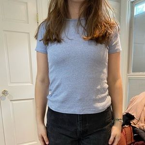 Brandy Melville blue and white striped tshirt